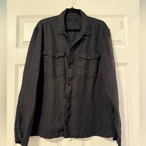 All Saints, black button down with pockets, size XL